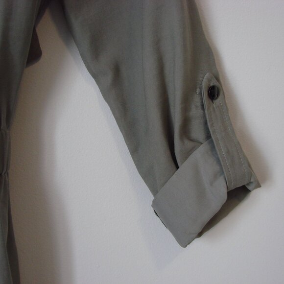 Duster Trench Coat Utility Olive Green Waterfall Front Flowy Size XS Small - Picture 16 of 16